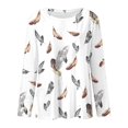 thumbnail image 4 of AMERTEER Femmes Quotidien Tops Imprimer Manches Longues Confortable Couleur Bloc Chemisier Tops Casual Manches Longues Tunique Col Rond Pull-Over Chemises, 4 of 4