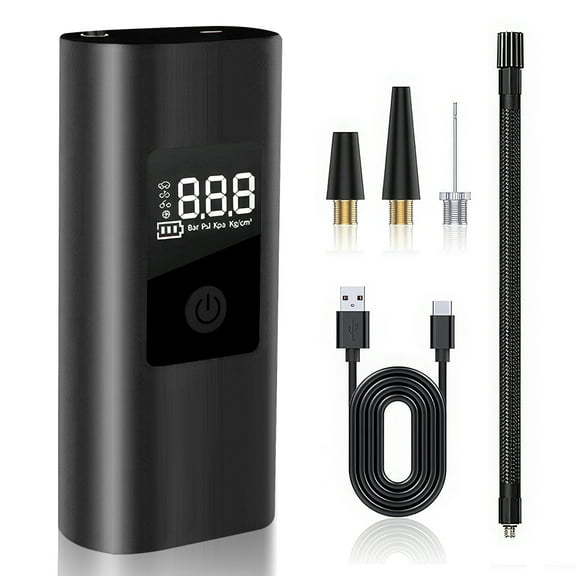 PEPWELL Tire Inflator Portable Air Compressor, 150PSI Portable Air Pump for Car Tires, Electric Bike Tire Pump with Digital Pressure Gauge for Car, Bike, Motorcycle and Ball