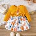thumbnail image 2 of Baby Outfits For Girls Cardigan And Dress Dinosaur Floral Print Sleeveless Tank Dress Long Sleeve 2Pcs Outfits Girls' Clothing Sets Yellow 12 Months-18 Months, 2 of 6