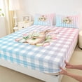 thumbnail image 4 of Erosebridal Easter Rabbits Eggs Queen Sheet Sets 4 Pieces For Kids,Floral Daisy Tulip Gradient Plaid Bed Set For Girls,Blue PinkSuper Cozy Room Decor, 4 of 5