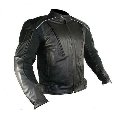 Xelement Xelement B9119 'Frenzy' Men's Black Armored Leather Motorcycle Jacket Black (Best Leather Motorcycle Jacket Under 500)