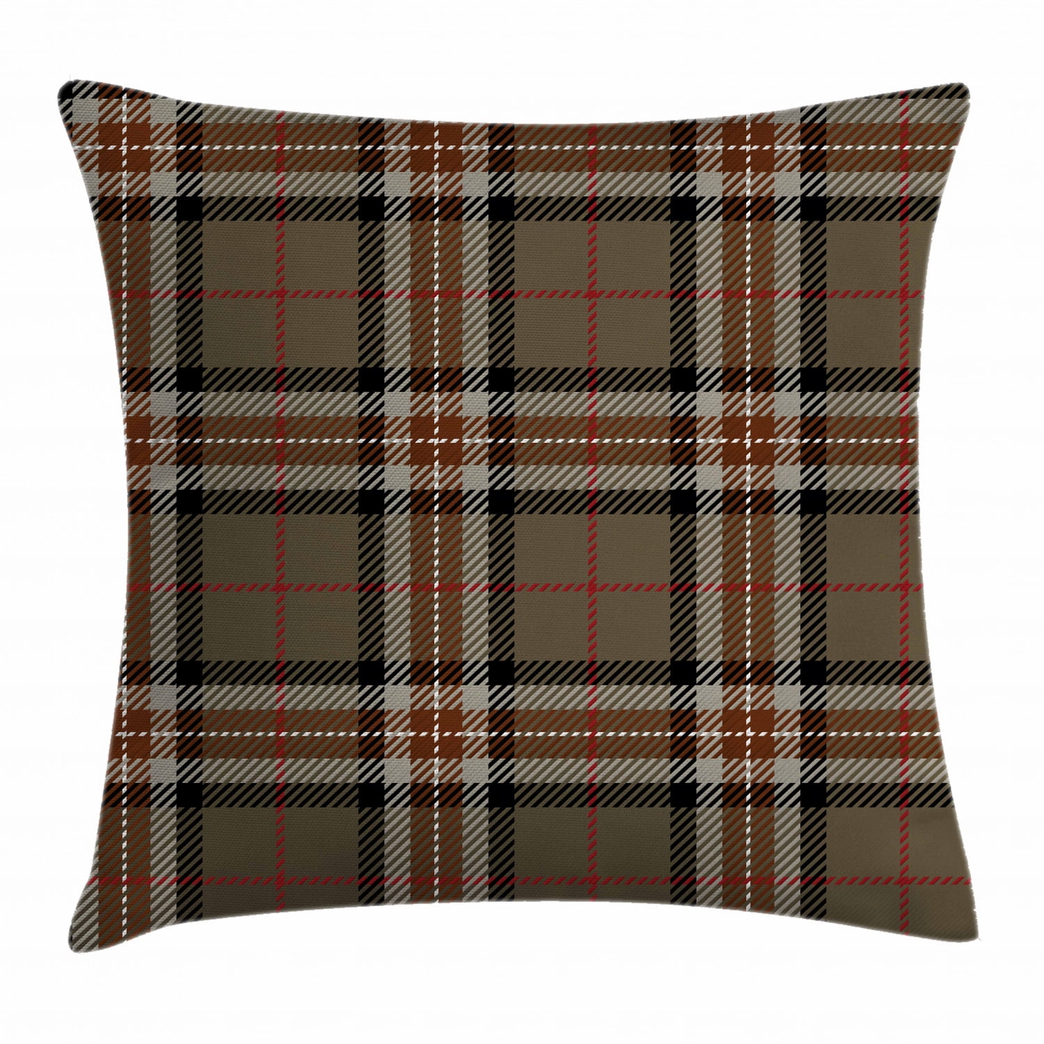 Checkered Throw Pillow Cushion Cover, Scottish Style Tartan Geometrical