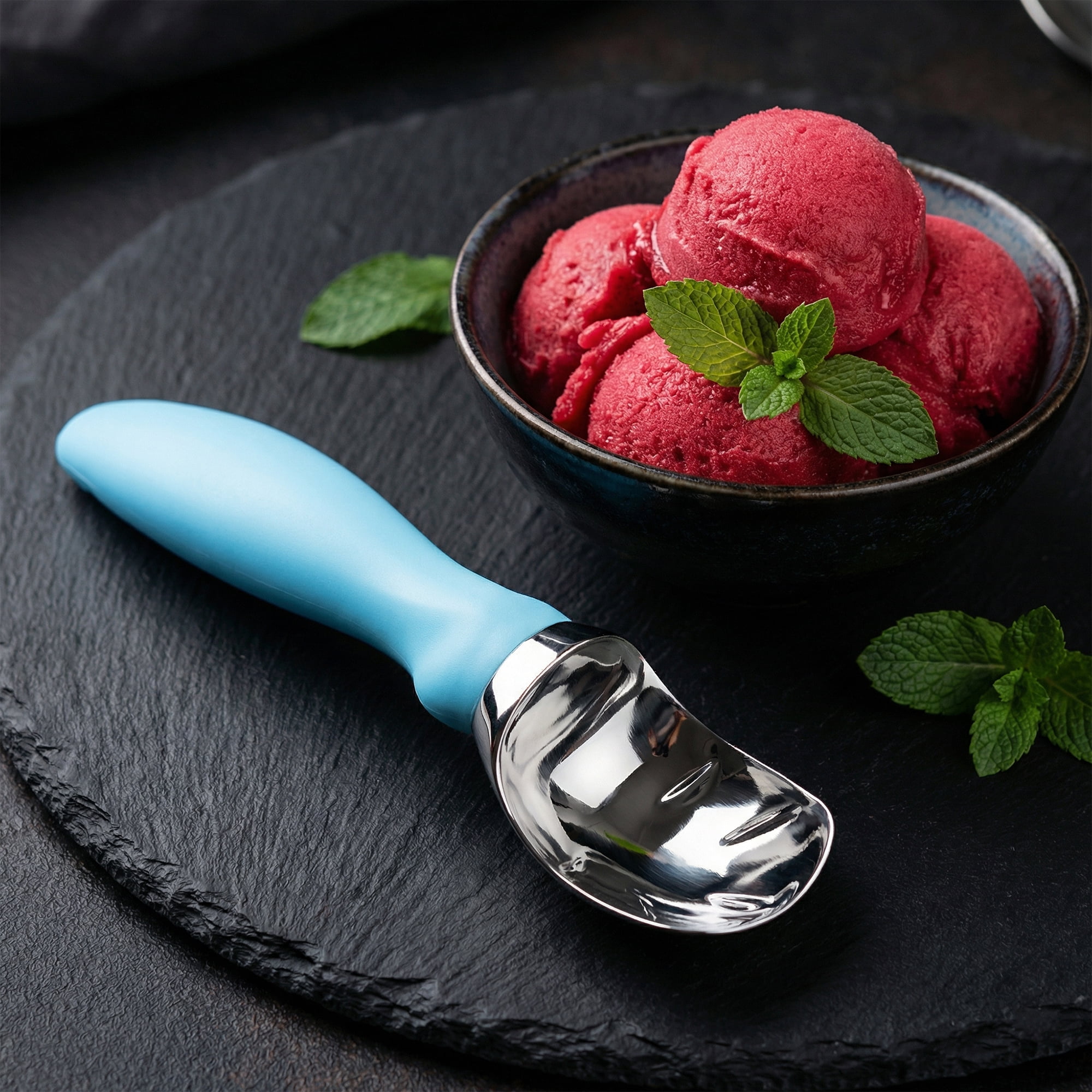Unique Bargains Zinc Ice Cream Scoop with for Gelato and Cookie Dough Blue 7.9in