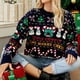 thumbnail image 3 of Suéter de punto para mujer traje de vacaciones con patrón de muñeco de nieve y árbol de Navidad informal FLhrweasw Nuevo, 3 of 9