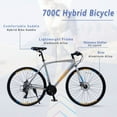 thumbnail image 5 of ACE-BIKE, 1-YEAR-WARRANTY, 24 Speed Road Bike, 700C Hybrid bike, Double Disc Brake City Bicycle, Aluminum Alloy Frame & Rim, Multiple Colors for Men Women(Silver), 5 of 7