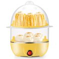 thumbnail image 4 of Cocedor de huevos y escalfador eléctrico rápido con apagado automático para tortillas, huevos cocidos blandos, medianos y duros - Bandeja de capacidad, pila doble, amarillo, 4 of 5
