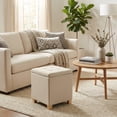 thumbnail image 2 of LEDREM Storage Ottoman with Hinged Lid, 14-Gallon Footrest Stool with Solid Wood Frame, 660lb Capacity for Living Room, Bedroom, Summer Sand, 2 of 7