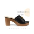 thumbnail image 4 of BLISSFUL STEP Open Toe Platform Block Heel Slides Sandals for Women Black 7, 4 of 7