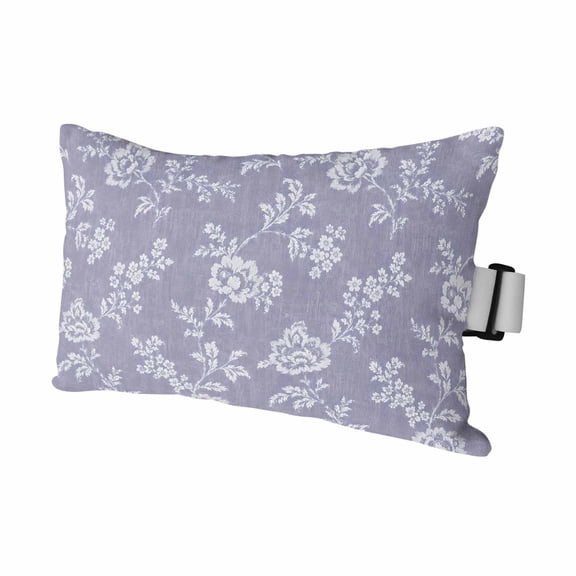 Purple Floral Outdoor Pillows for Chaise Lounge Chair Waterproof Lumbar Pillows with Insert&Adjustable Elastic Strap Beach Headrest Pillow Spring Botanical Flowers Rustic Neck Pillow for Pool 12"x20"