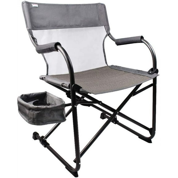 Zenree Heavy Duty Portable Foldable Director's Chair, Gray - Perfect for Outdoor Use with Camping and Sporting Events, Side Basket Has Storage for Everyday Essentials