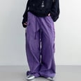 thumbnail image 3 of Pantalones Pantalones holgados para mujer Traje de calle de cintura alta informal de gran tamaño (Púrpura L) Cgtredaw Púrpura T L para Mujer, 3 of 9