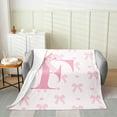 thumbnail image 2 of Initial Letter F Fleece Blanket,Princess Style Pink Bowknot Girly Romantic Throw Blanket for Sofa Adults,Dreamy Bow Love Hearts Kawaii Pink Soft Blanket Bed Couch,Queen (90 x 90 Inches), 2 of 6
