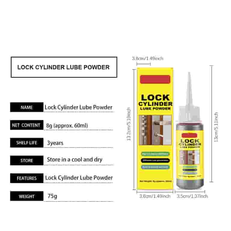 Graphite Lock Lube Powder - Dry Lubricant Spray for Sticky Keys (Rust Prevention - Car/House/Office Lock Maintenance Kit with Needle Applicator) Graphite Lock Lube Powder - Dry Lubricant Spray for Sticky Keys (Rust Prevention - Car/House/Office Lock Maintenance Kit with Needle Applicator)