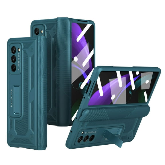 Feishell Folding Hidden Bracket Case for Samsung Galaxy Z Fold2,Built-in Screen Protector & Hinge Protection,Shockproof Camera Lens Protection All-Inclusive Heavy Duty Rugged Phone Case,Green