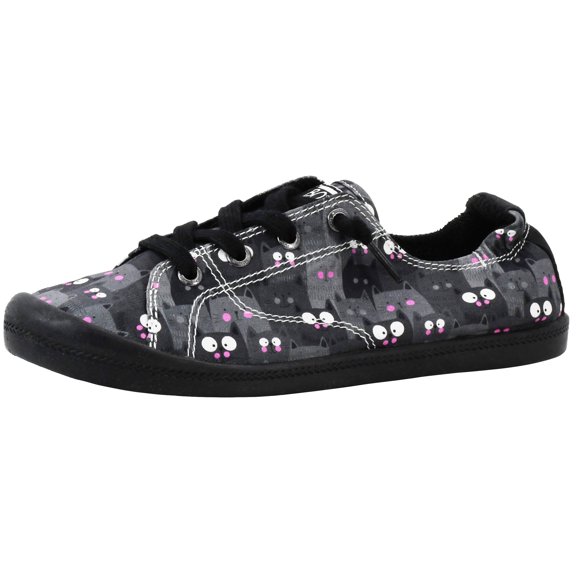 Skechers BOBS Women's Beach Bingo-Kitty Pack Sneaker, Black/Black, 7 M US