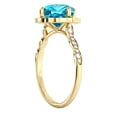thumbnail image 6 of 14K Yellow Gold 3.25 ctw Blue Topaz Ring with Diamonds Flower Leaves Halo, 6 of 7