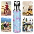 thumbnail image 5 of 600ML Transparent Sports Water Bottle with Handle & Straw Portable Water Bottle for Outdoor Camping Gym Pink and Purple Bows, 5 of 7