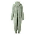 thumbnail image 6 of PXLKNZH Womens Fleece Onesie Plus Size Solid Color Pajamas Jumpsuit Warm Sherpa Romper Sleepwear One Piece Zipper Lounge Hooded Playsuit Green,XXL, 6 of 7