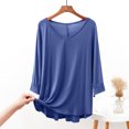 thumbnail image 5 of Cute Pajama Sets for Women Summer Lounge Sets 2 Piece Outfits Half Sleeve V Neck Summer Top Wide Leg Pants Tracksuit, 5 of 6