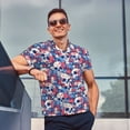 thumbnail image 4 of Honeii daisy Skull red flower print Polo Shirt, a classic short-sleeved, button-down golf shirt designed for men4X-Large, 4 of 6