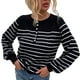 thumbnail image 1 of Prendas de Punto Cárdigan con Botones a Rayas de Manga Larga Jersey de Punto Informal para Mujer Negro XL, 1 of 6