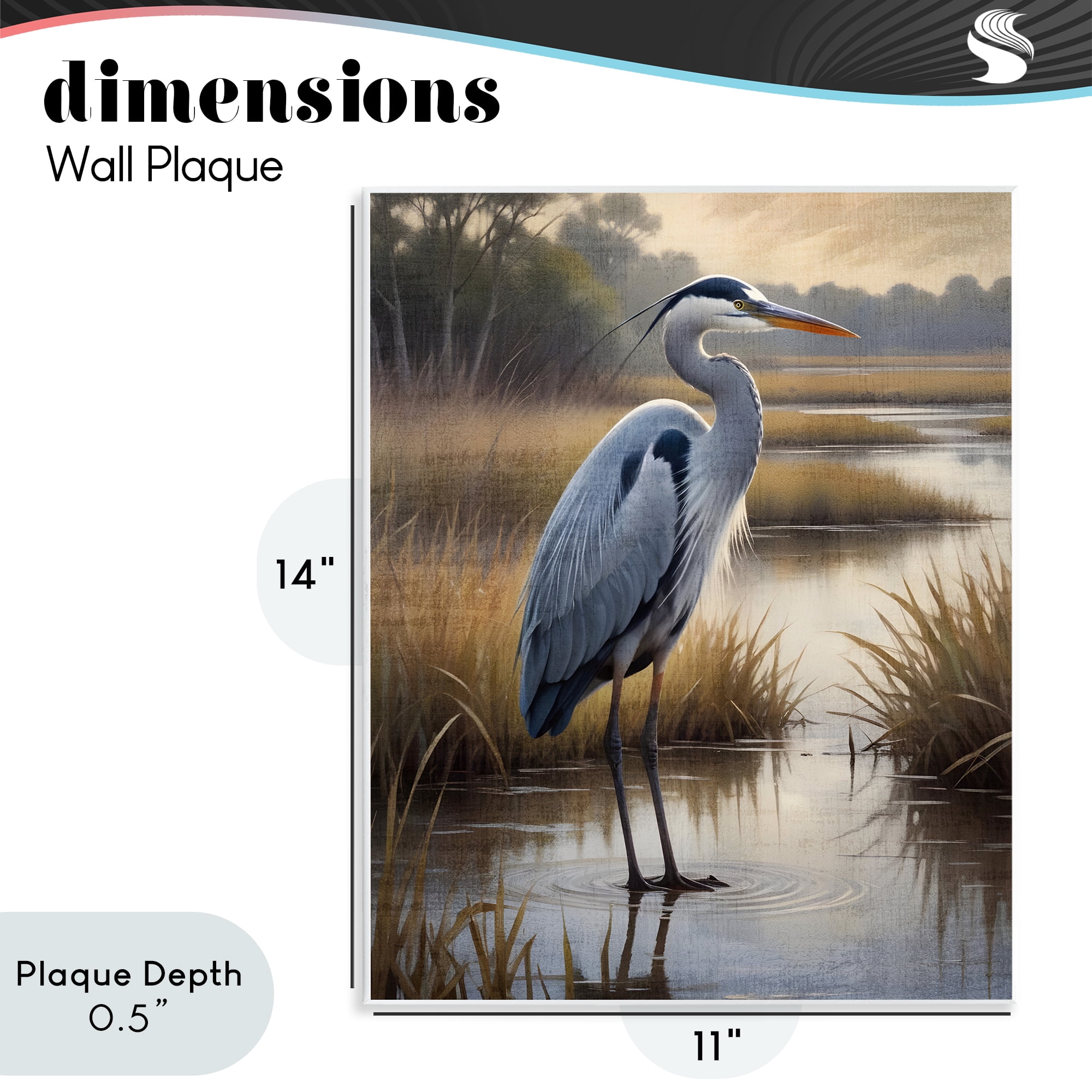 Stupell Industries Heron in Serene Marshlands Wall Plaque Art, design by Susan Arnot