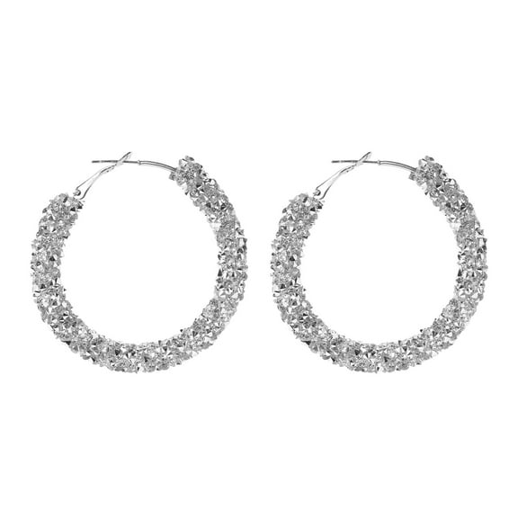 Bohemian Hoop Earrings for Women - Sparkly Rhinestone Wrapped Small Hoops, Elegant Glitter Dangle Earrings for Everyday Wear, Birthday & Special Occasion Jewelry