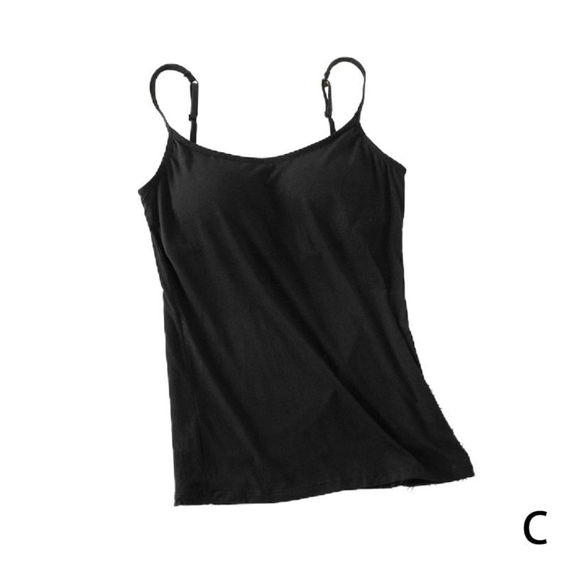 Women Camisole Vest with Built in Shelf Bra Adjustable Spaghetti Strap
