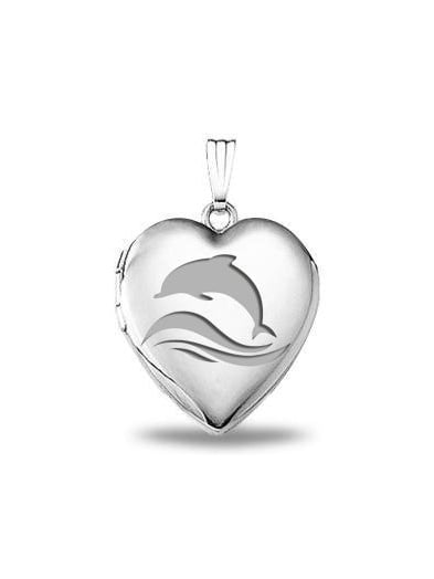 3/4 Inch X 3/4 Inch in Sterling Silver PicturesOnGold.com Sterling Silver Dolphin Heart Locket