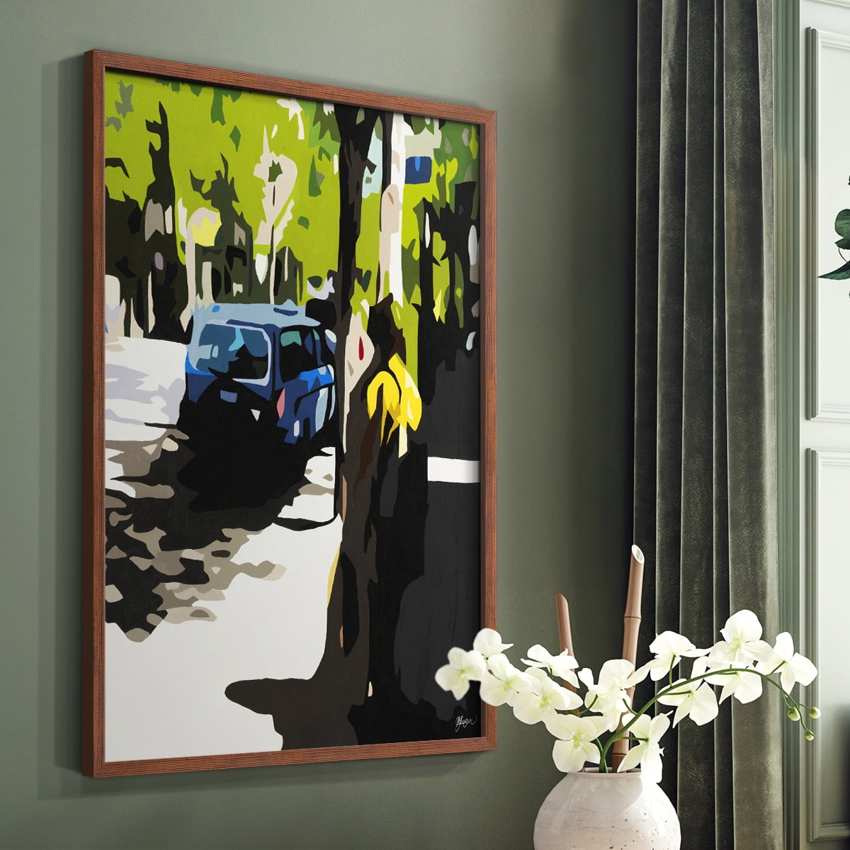 A Volvo in Ballard in Paper Solid Wood 8 x 10 Framed Print