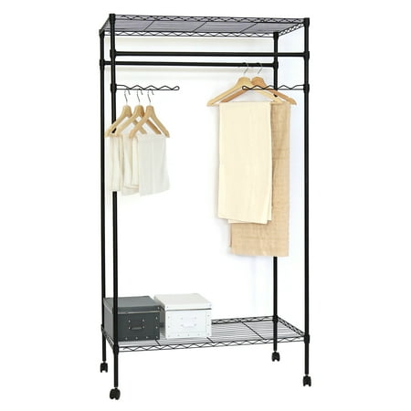 Kinbor Metal Black Closet Organizer Clothes Hanger Utility Storage Kinbor Metal Black Closet Organizer Clothes Hanger Utility Storage Rack W Wheels