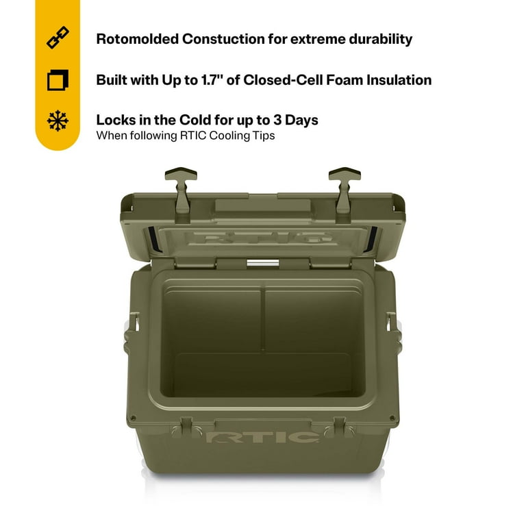 RTIC 20QT Ultra-Tough Cooler, Rotomolded Construction, Olive