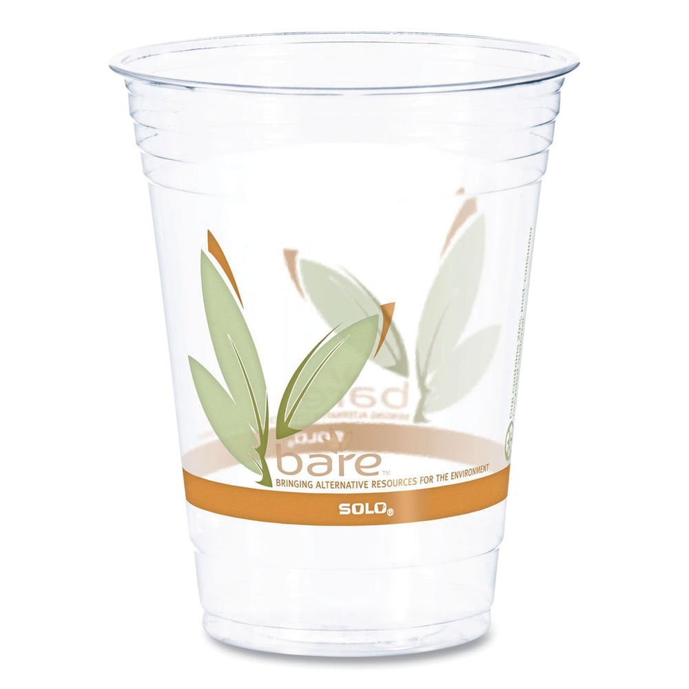 Bare Eco-Forward 16 oz to 18 oz RPET Cold Cups - Clear (1000/Carton)