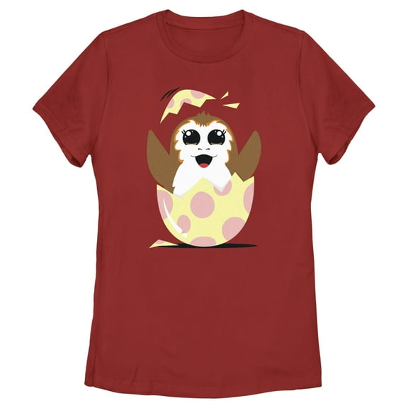 Women's Star Wars Happy Easter Egg Porg Style Graphic Tee Red Small