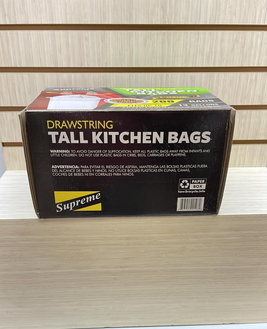 Supreme Tall Kitchen Drawstring 13-Gallon Trash Bags, 200 Bags