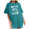 thumbnail image 1 of TSADFHJI Chandails en Molleton pour Femmes avec Slogans Mode Décontractée Col Rond T-Shirts Été Manches Courtes T-Shirts Amples L Vert, 1 of 4