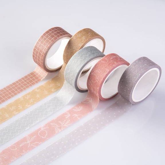Pastel Washi Tape Set, 5 Rolls Decorative Scrapbook Tape, Forest Theme Cute Craft Tape for Bullet Journal, Bible Journaling, Planner, Gift Wrap, Office, School Supplies, Aesthetic Colors