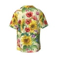 thumbnail image 2 of KLL Sunflower Cornflower Poppy Print Men's Shirt Short Sleeve Button Down Summer Cuba Beach Shirts- 3X-Large, 2 of 7