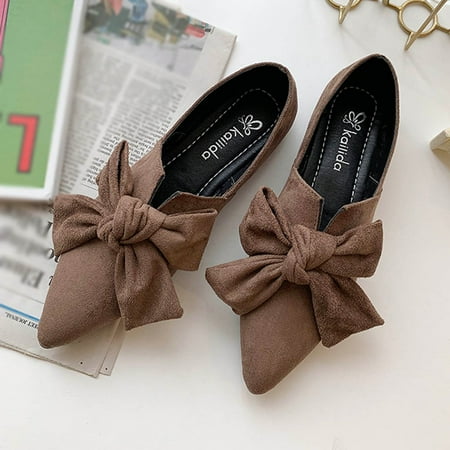 

〖Yilirongyumm〗 Khaki 38 Sandals Women Shoes Flat Flats Women Candy On Bow Ladies Shoes Flats Ballet Shoes Slip Color Women s Sandals