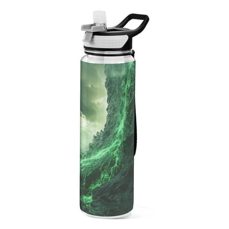 

Sports Water Bottle 1000ML Tritan Food Grade Clear Water Bottle Fitness Outdoor Sports Bike Green Lava Picture