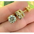 thumbnail image 3 of GRA Certified 5 Carat Round Cut D/VVS1 Natural Moissanite Solitaire Stud Earrings In 14K Yellow Gold Plated Silver Screw Back, 3 of 5