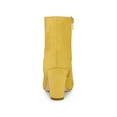 thumbnail image 4 of BLISSFUL STEP Women's Side Zipper Block Heel Ankle Boots Yellow 5.5, 4 of 8