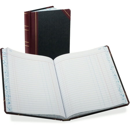Boorum & Pease Record/Account Book, Journal Rule, Black/Red, 300 Pages, 9 5/8 x 7 5/8