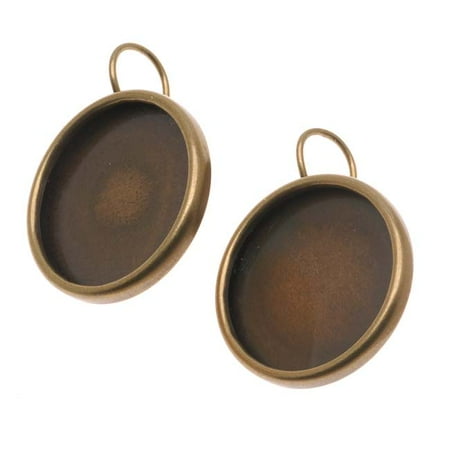 - Antiqued Brass Round Bezel Earring Findings - 18.5mm Diameter (1 Pair)