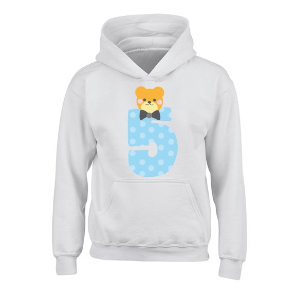 Awkward Styles Fifth Birthday Boy Hoodies for Kids Funny Bear Hooded Youth Sweatshirt