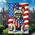 thumbnail image 5 of 1PC, 2D Flat French Bulldowing American flag scarf Flag Independence Day Garden flag, durable polyester anti-fading outdoor courtyard decoration, suitable for porch, lawn, farmhouse and holiday decor, 5 of 8