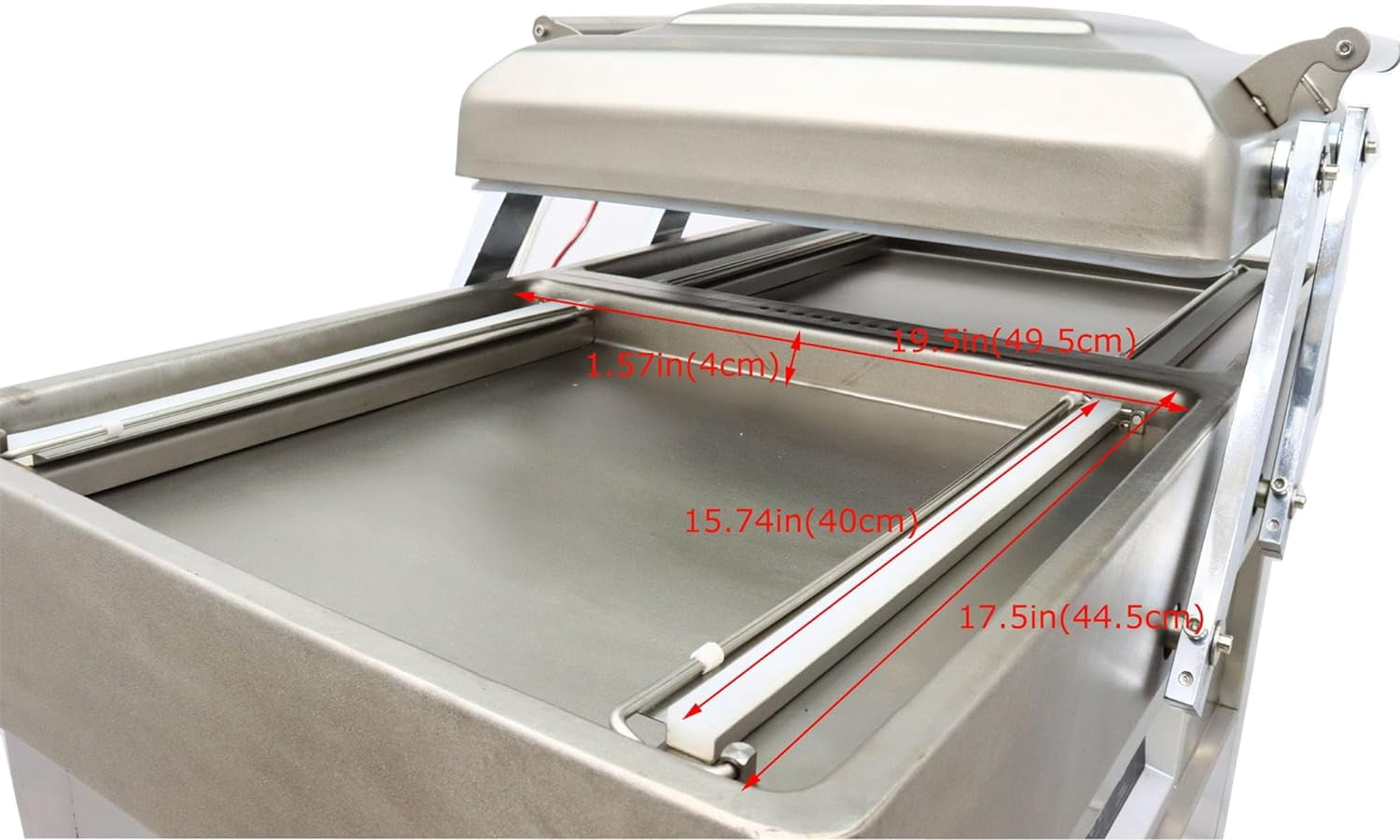 EQCOTWEA Commercial Vacuum Sealer Two Chambers Sealing Length 15.7" Stainless Steel 220V