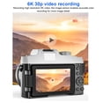 thumbnail image 4 of Cámara Digital De 6k Para Fotografía Con Pantalla De Flip De 3" 180, Cámara De Vlogging De 84MP Para YouTube, Cámara Compacta HD, Zoom Digital De 18x, Cámaras Retro, 4 of 7