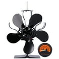 thumbnail image 1 of Ventilador de estufa de un solo cabezal, 5 aspas, para chimenea de leña con termómetro, alimentado por calor, aire de calefacción circulante, 1 of 14