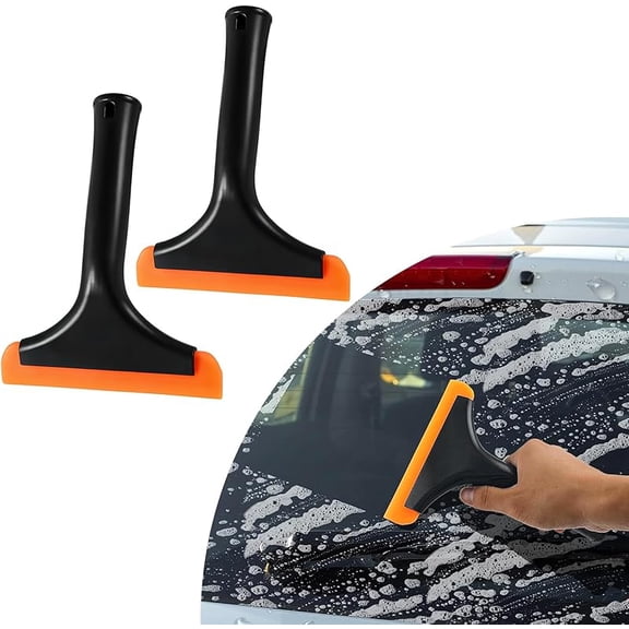 CZQSmall Silicone Window Squeegee, Car Windshield Water Blade Squeegee, Multifunctional Auto Squeegee with 5.9 Inch Blade and Non-Slip Handle for Car Window, Home Cleaning (Black-2PCS)